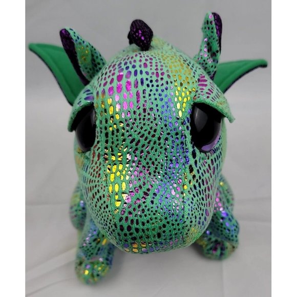 Ty Cinder The Dragon 10" Plush Stuffed Green Purple Shiny Metallic Scales 2017 - Picture 6 of 12
